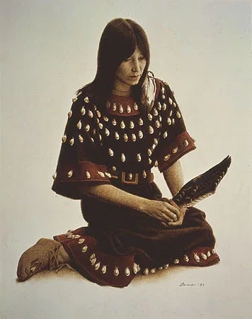 SIOUX INDIAN WITH EAGLE FEATHER by James Bama — Lithograph