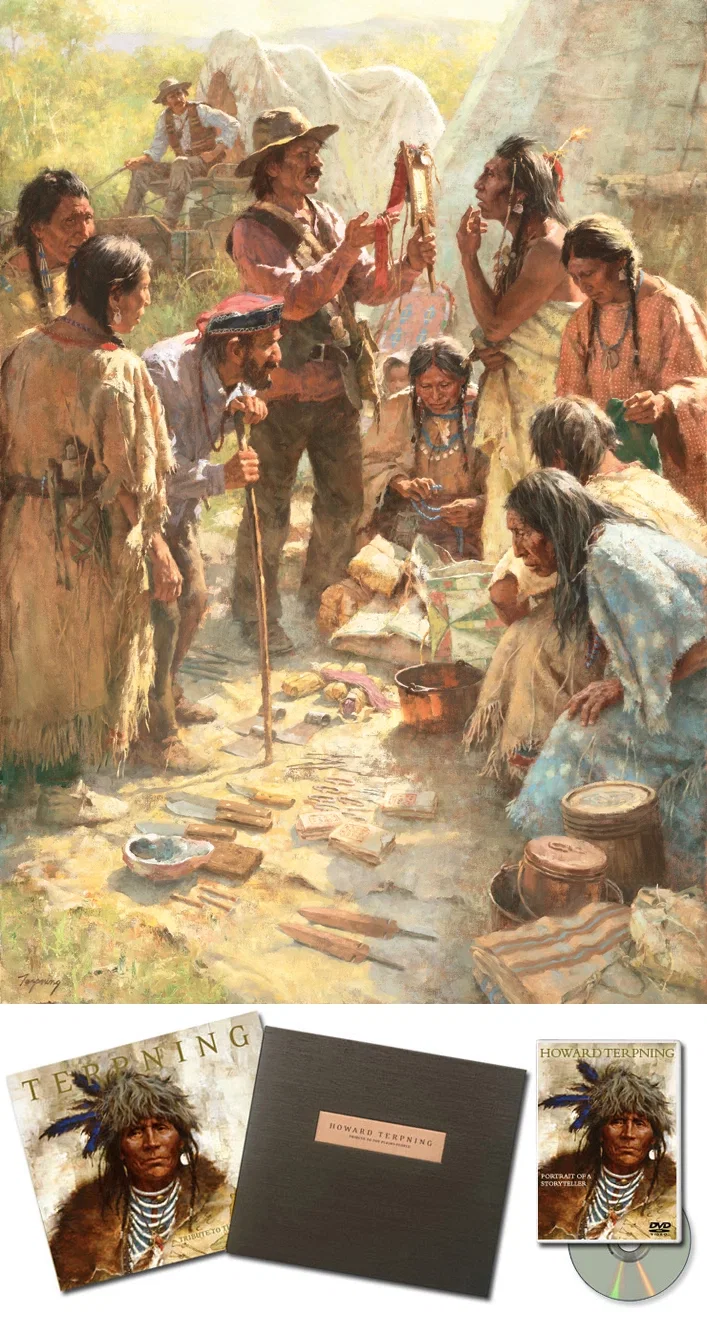 Traders Among the Crow by Howard Terpning — Giclee On Canvas Artist Proof