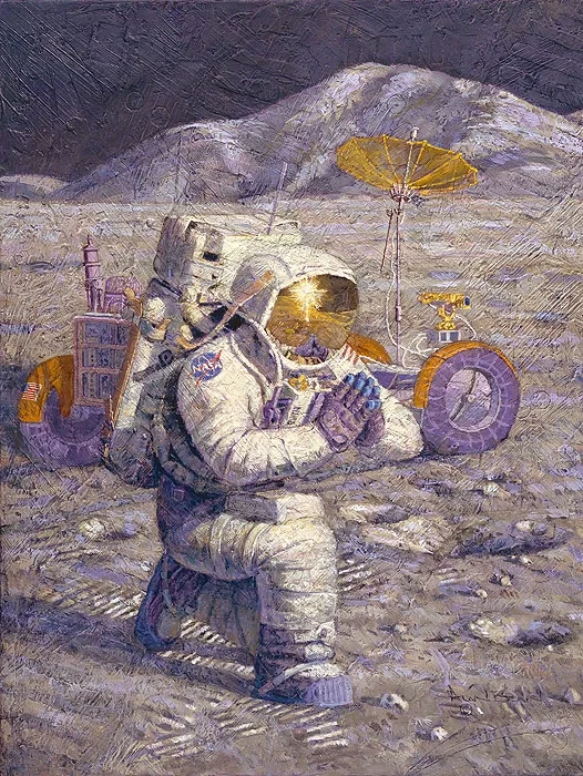 We Came in Peace for All Mankind by Alan Bean — Giclee On Canvas Artist Proof