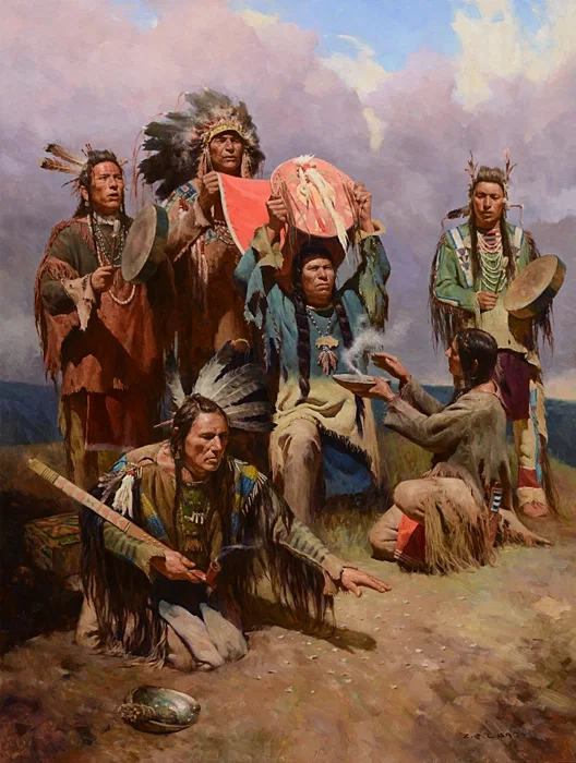 White Buffalo War Shield MASTERWORK by Z.S.  Liang — Giclee On Canvas