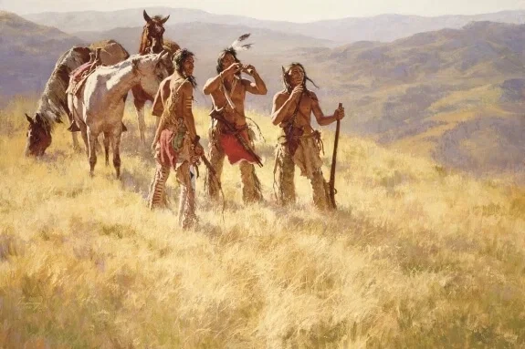 Dust of Many Pony Soldiers and Matching 5X7 Print by Howard Terpning — Giclee On Canvas
