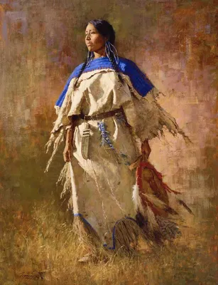 Howard Terpning - Shield of Her Husband and Matching 5 X 7 Print