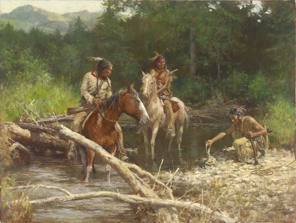 Blackfeet Scouts in the Flathead Valley by Howard Terpning — Giclee On Canvas Artist Proof