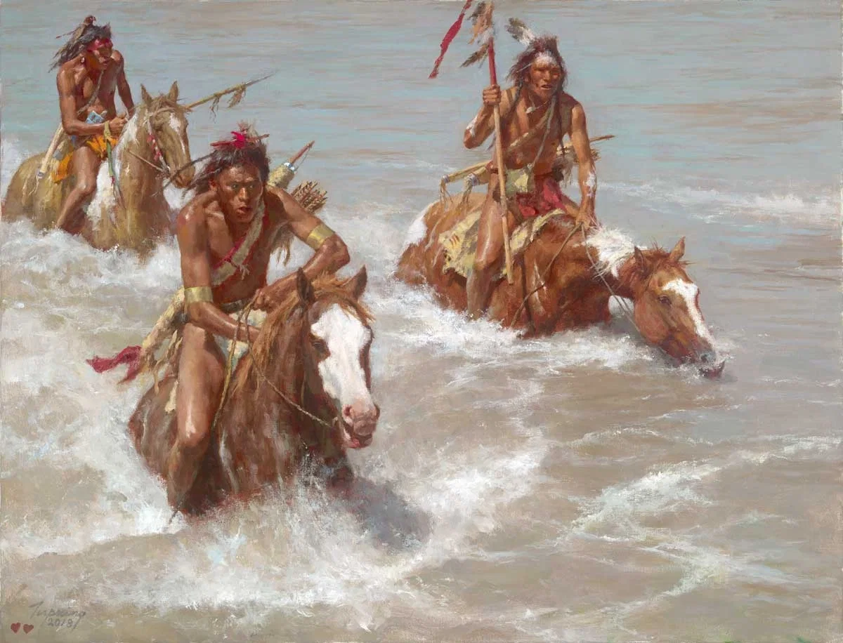 Pursuit Across the Yellowstone by Howard Terpning — Giclee On Canvas
