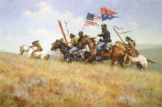 Flags on the Frontier by Howard Terpning — Giclee On Canvas