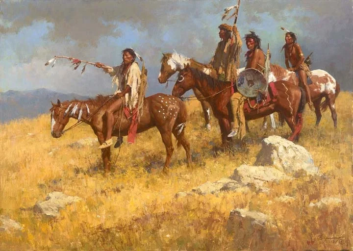 Horsebacks on the Far Ridge by Howard Terpning — Giclee On Canvas Artist Proof