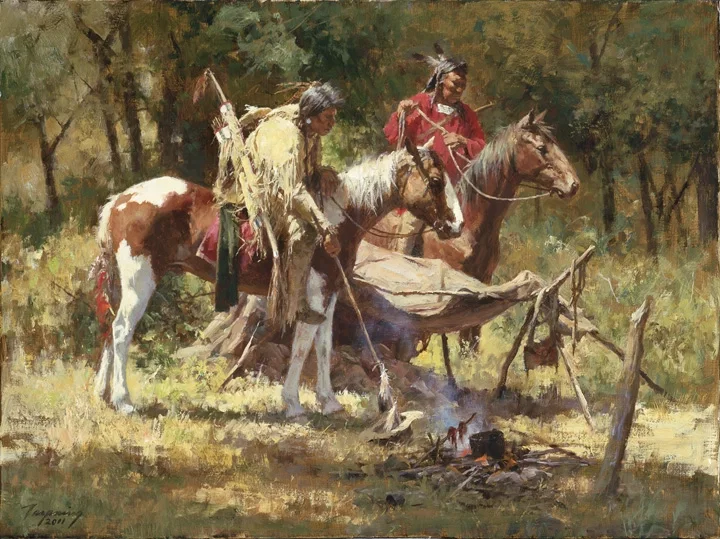 Hasty Retreat by Howard Terpning — Giclee On Canvas