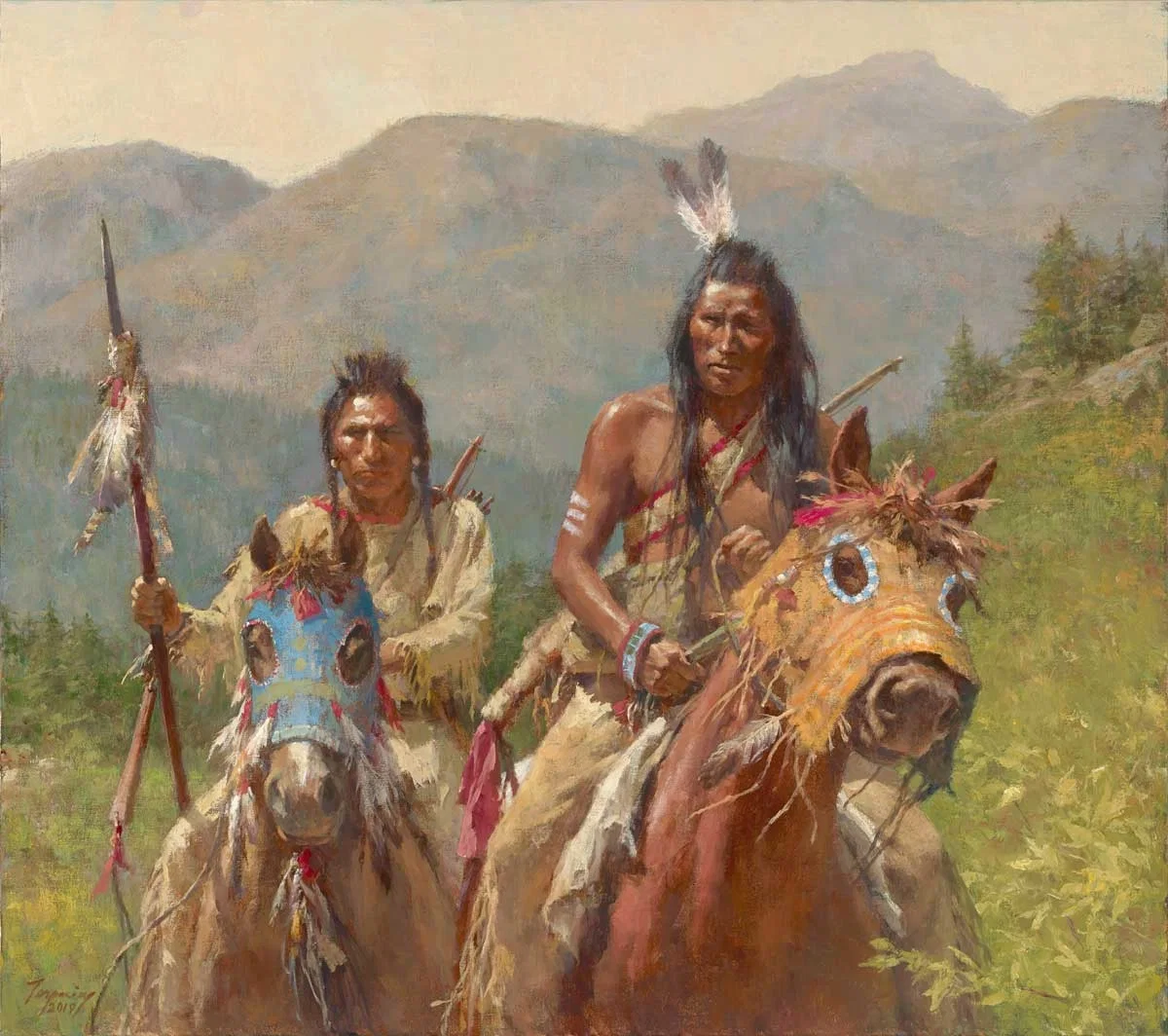 Mystery of the Crow Medicine Horse Masks by Howard Terpning — Giclee On Canvas
