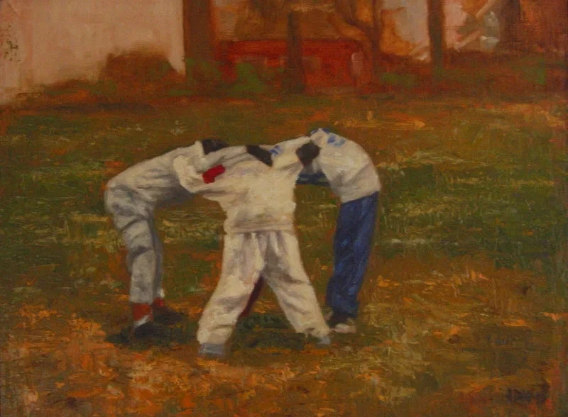 The Huddle Original Oil by Alonzo Adams