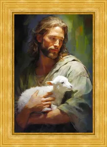 Greg Collins - Gentle Savior Framed Gold Metal Leaf