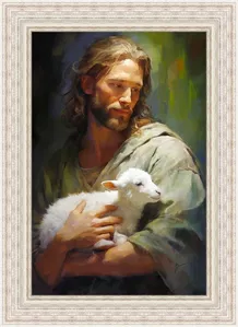 Greg Collins - Gentle Savior Framed Silver Metal Leaf