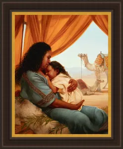 Esther Hiilani Candari - The Nurture of a Mother in the Wilderness Framed Brown & Gold