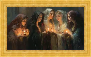 Greg Collins - The Five Wise Virgins Framed Gold Metal Leaf