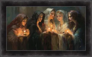 Greg Collins - The Five Wise Virgins Framed Dark Olive