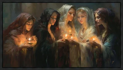 The Five Wise Virgins Black Float Frame by Greg Collins