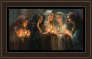 Greg Collins - The Five Wise Virgins Framed  Brown & Gold