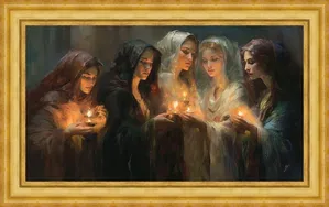 Greg Collins - The Five Wise Virgins Framed Colonial Gold Metal Leaf