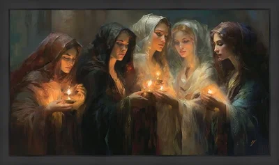 The Five Wise Virgins Framed Contemporary Matte Black by Greg Collins