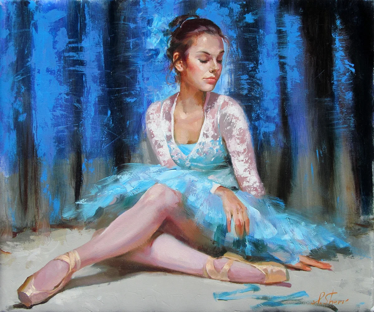Aquamarine by Irene Sheri — Hand-Embellished Giclee on Canvas