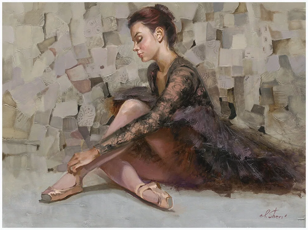 Elegance in Black by Irene Sheri — Hand-Embellished Giclee on Canvas