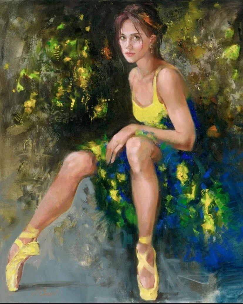 Balerina Yellow Pointe by Irene Sheri — Hand-Embellished Giclee on Canvas