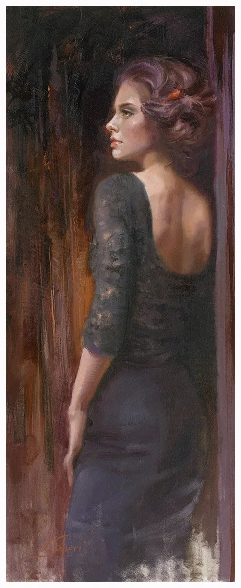Black Dress by Irene Sheri — Hand-Embellished Giclee on Canvas