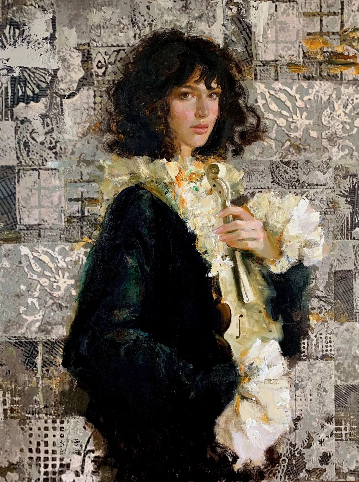 Violinist by Irene Sheri — Hand-Embellished Giclee on Canvas
