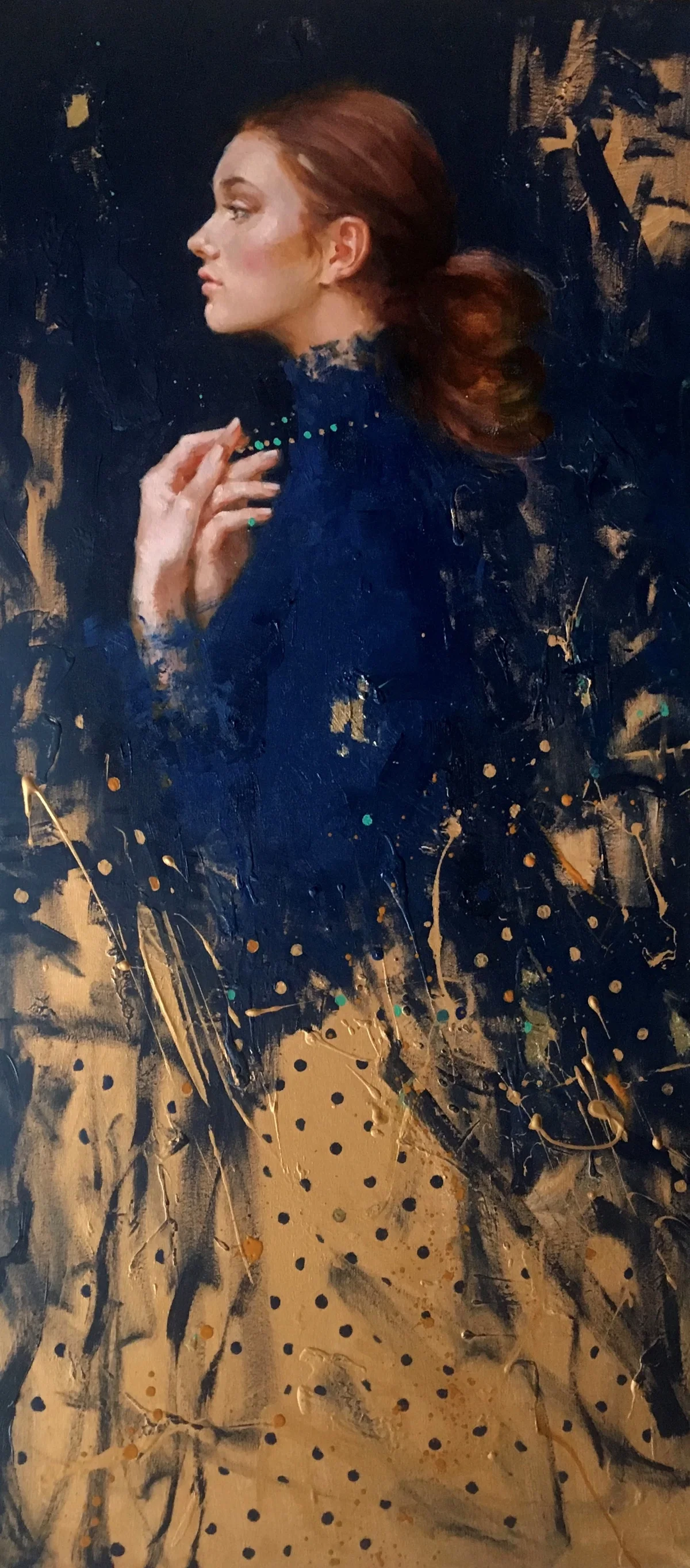 Blue and Gold by Irene Sheri — Hand-Embellished Giclee on Canvas