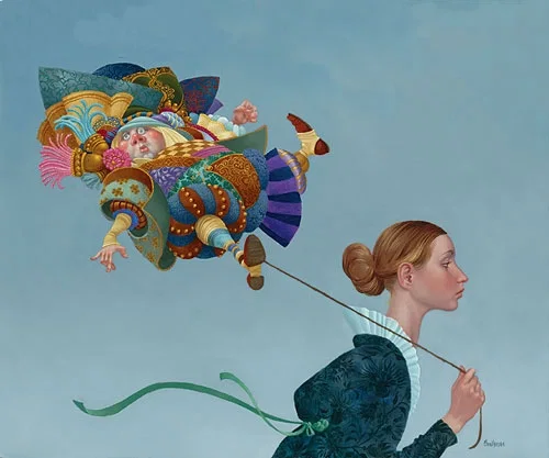 Poofy Guy On A Short Leash by James Christensen — Limited Edition Canvas