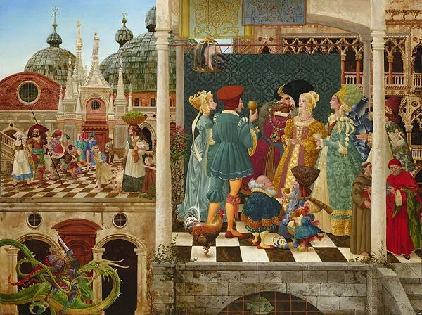 Michael The Archangel Battles The Dragon While Almost Nobody Pays Any Attention by James Christensen — Limited Edition Canvas