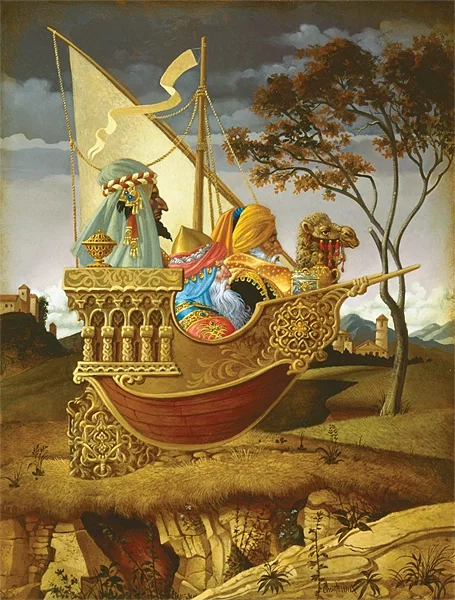 Three Wise Men in a Boat by James Christensen — Canvas