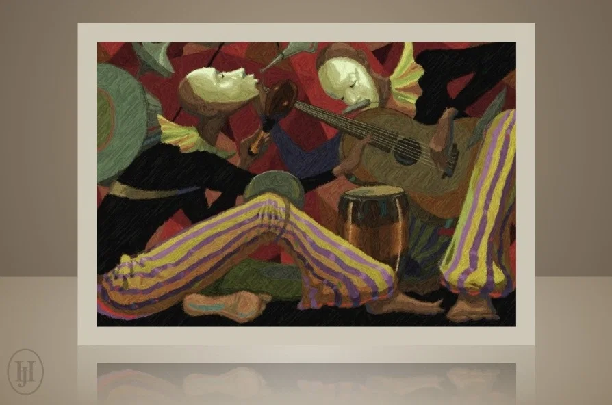 ENTERTAINERS - TWO MAN BAND by John Holyfield — Giclee On Paper
