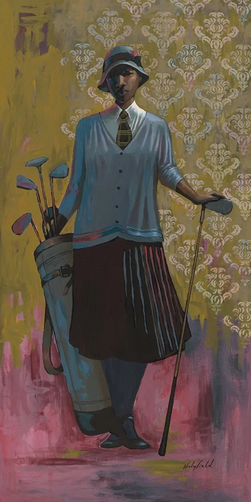 Vintage Golfer Female Medium by John Holyfield — Giclee On Canvas