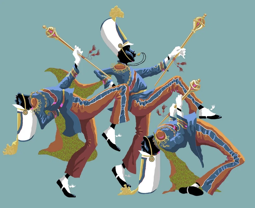THREE MAJORS TEAL by John Holyfield — Giclee On Canvas Remarque