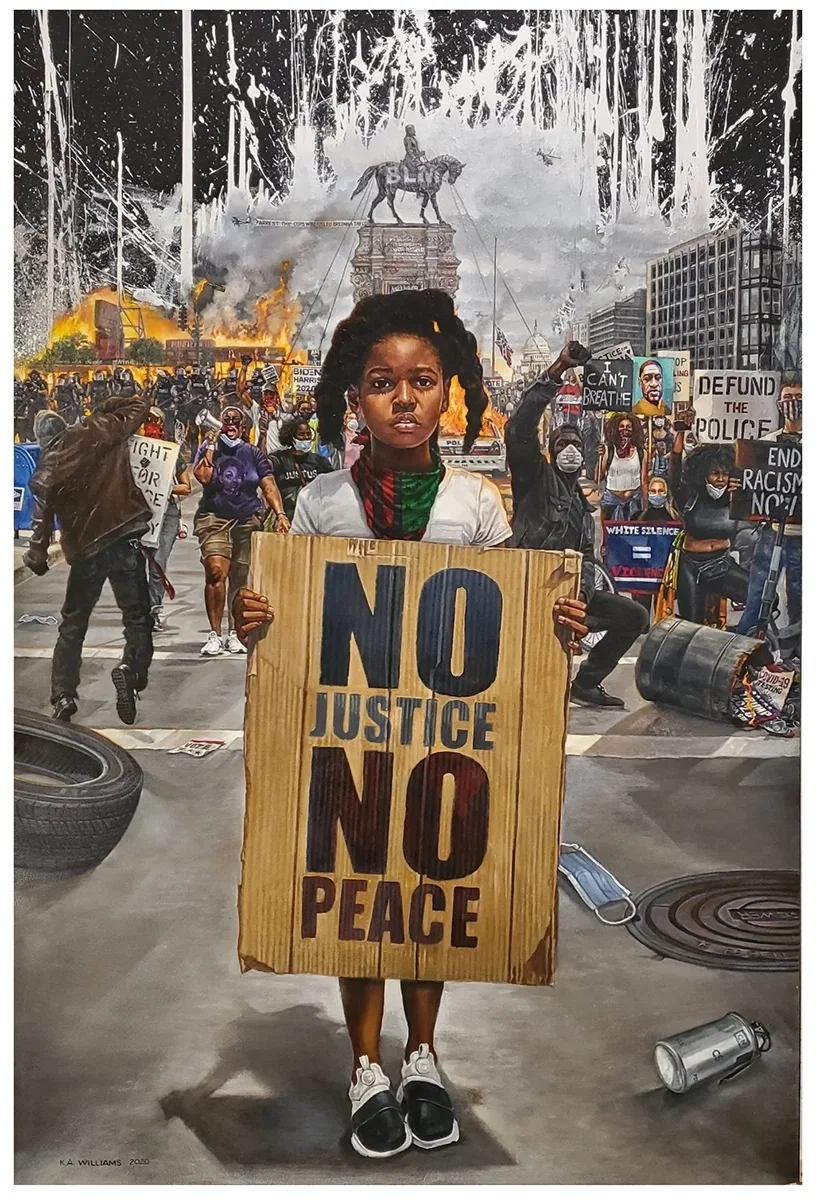 2020- Civil Unrest by Kevin Williams (WAK) — Hand-Embellished Giclee on Canvas
