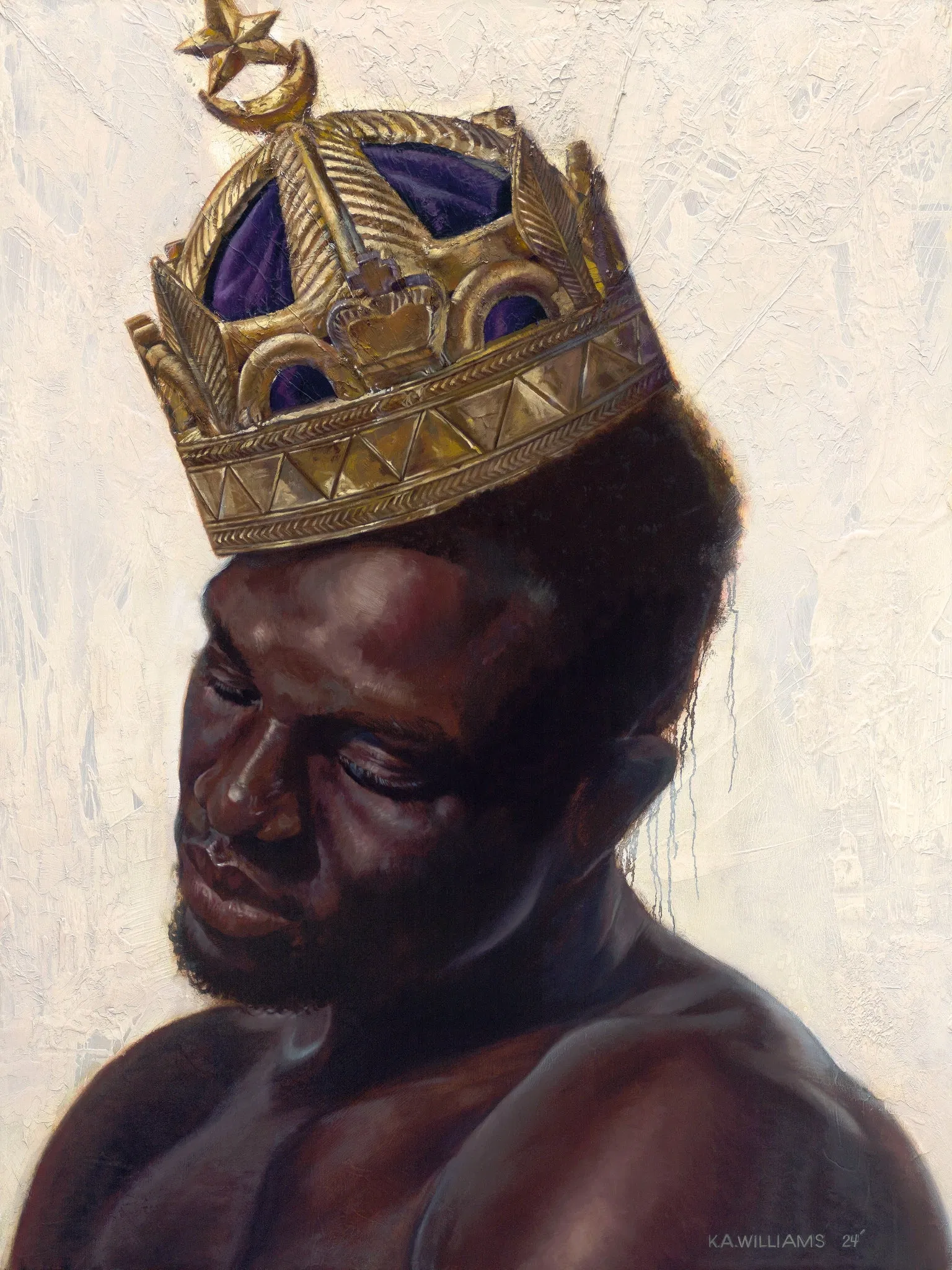 THE CROWN IS HEAVY KING by Kevin Williams (WAK) — Hand-Embellished Giclee on Canvas