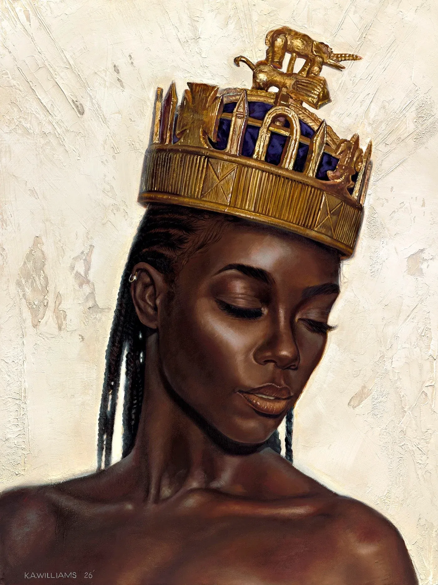 THE CROWN IS HEAVY QUEEN by Kevin Williams (WAK) — Hand-Embellished Giclee on Canvas