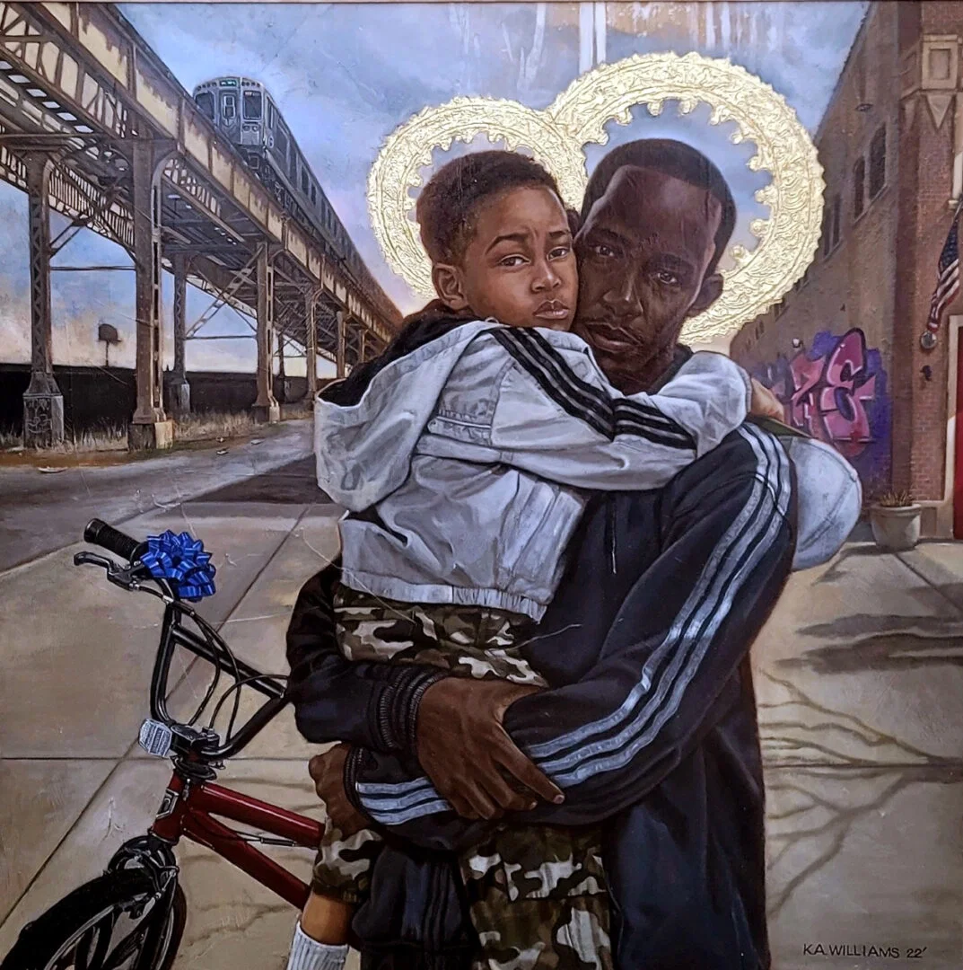 Daddy's Here by Kevin Williams (WAK) — Hand-Embellished Giclee on Canvas