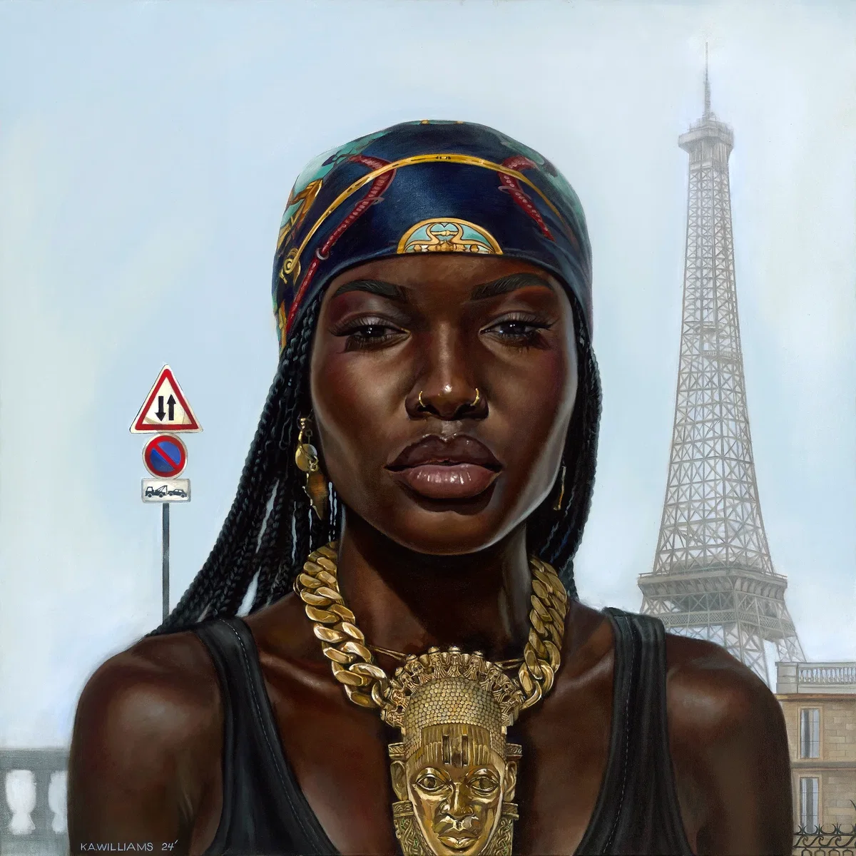 Les Africans in Paris by Kevin Williams (WAK) — Hand-Embellished Giclee on Canvas