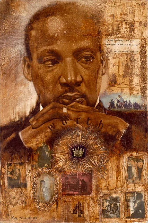 MLK - Worth Dying 4 by Kevin Williams (WAK) — Hand-Embellished Giclee on Canvas