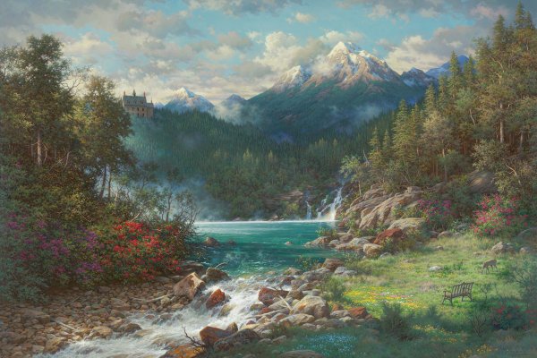 Peaceful Dwellings by Larry Dyke by Larry Dyke — Giclee on Canvas