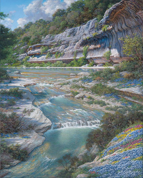 Bluebonnet Amphitheater by Larry Dyke by Larry Dyke — Giclee on Canvas