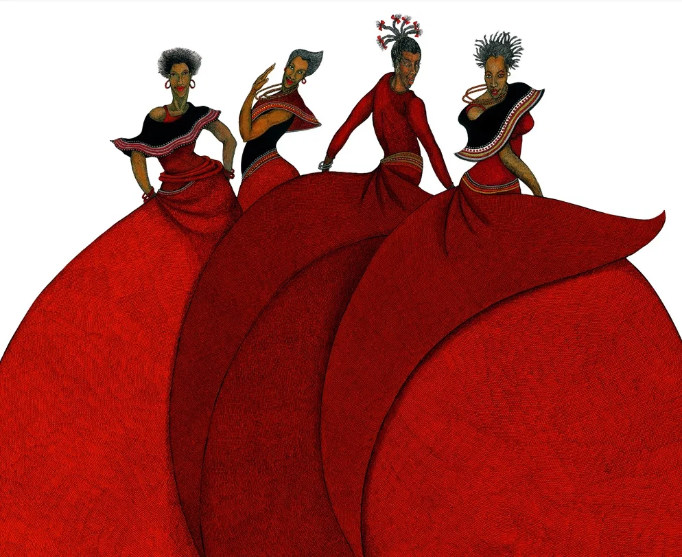 Sisters In Motion Printers Proof Color Remarque by Charles Bibbs — Lithograph