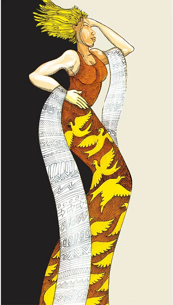 Yellow Lady Giclee by Charles Bibbs