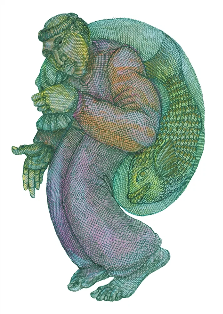 Fishman Hand Enhanced -  Giclee by Charles Bibbs