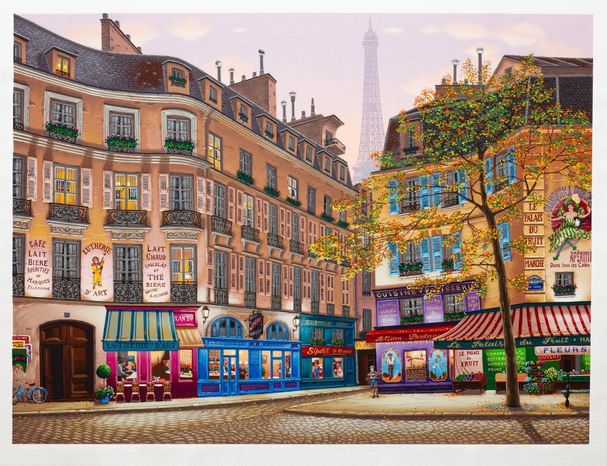 067 - Eiffel Tower at Dawn, 2001 by Liudmila Kondakova — hand-signed serigraph on linen