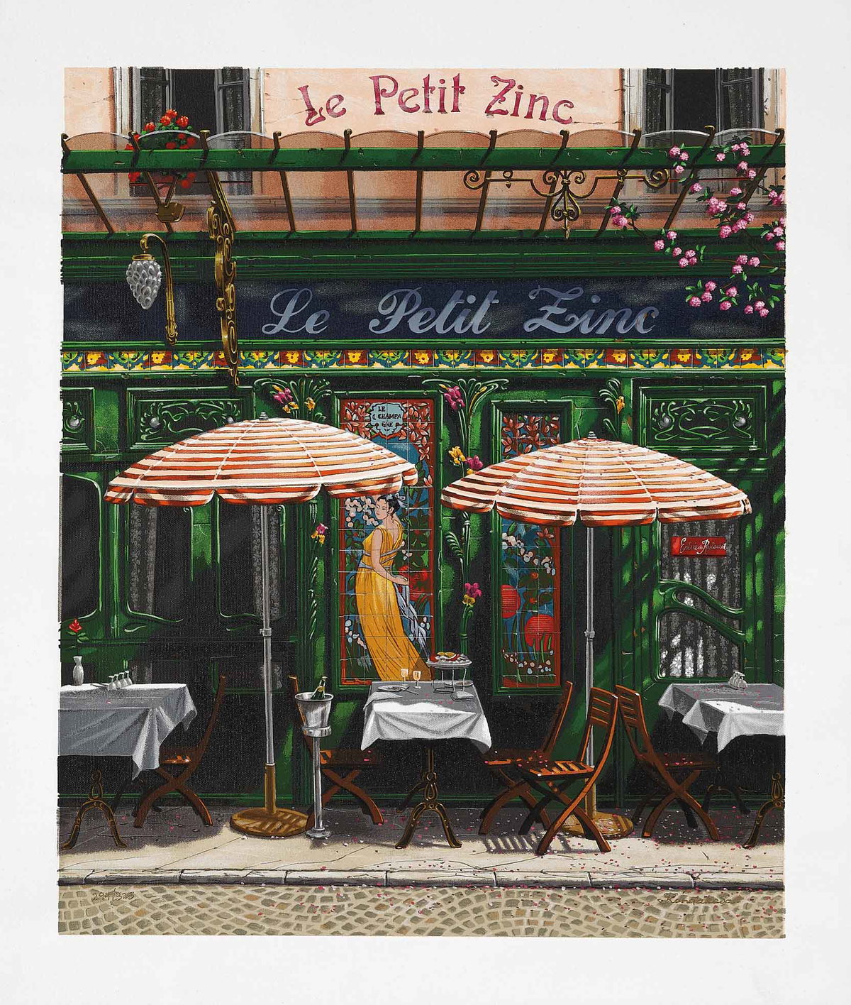 Paris, Le Petit Zinc (Romance), 2002 by Liudmila Kondakova — hand-signed serigraph on linen
