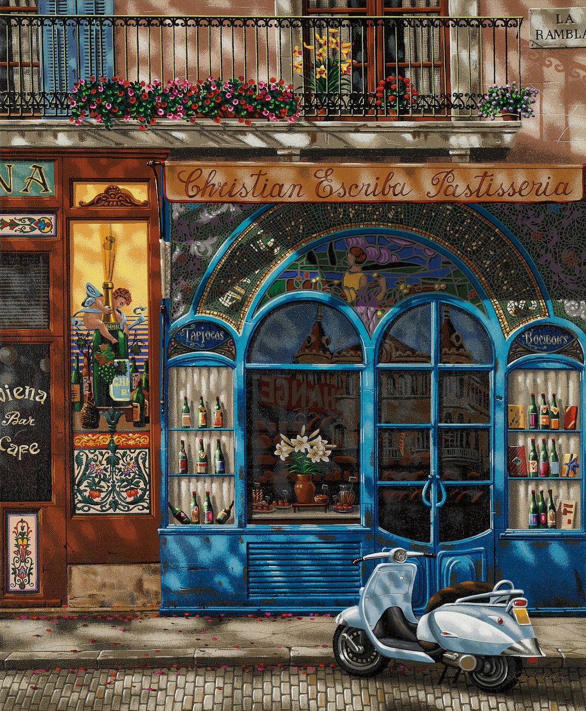 Barcelona, Antigua Casa Figueras (Romance), 2002 by Liudmila Kondakova — hand-signed serigraph on linen