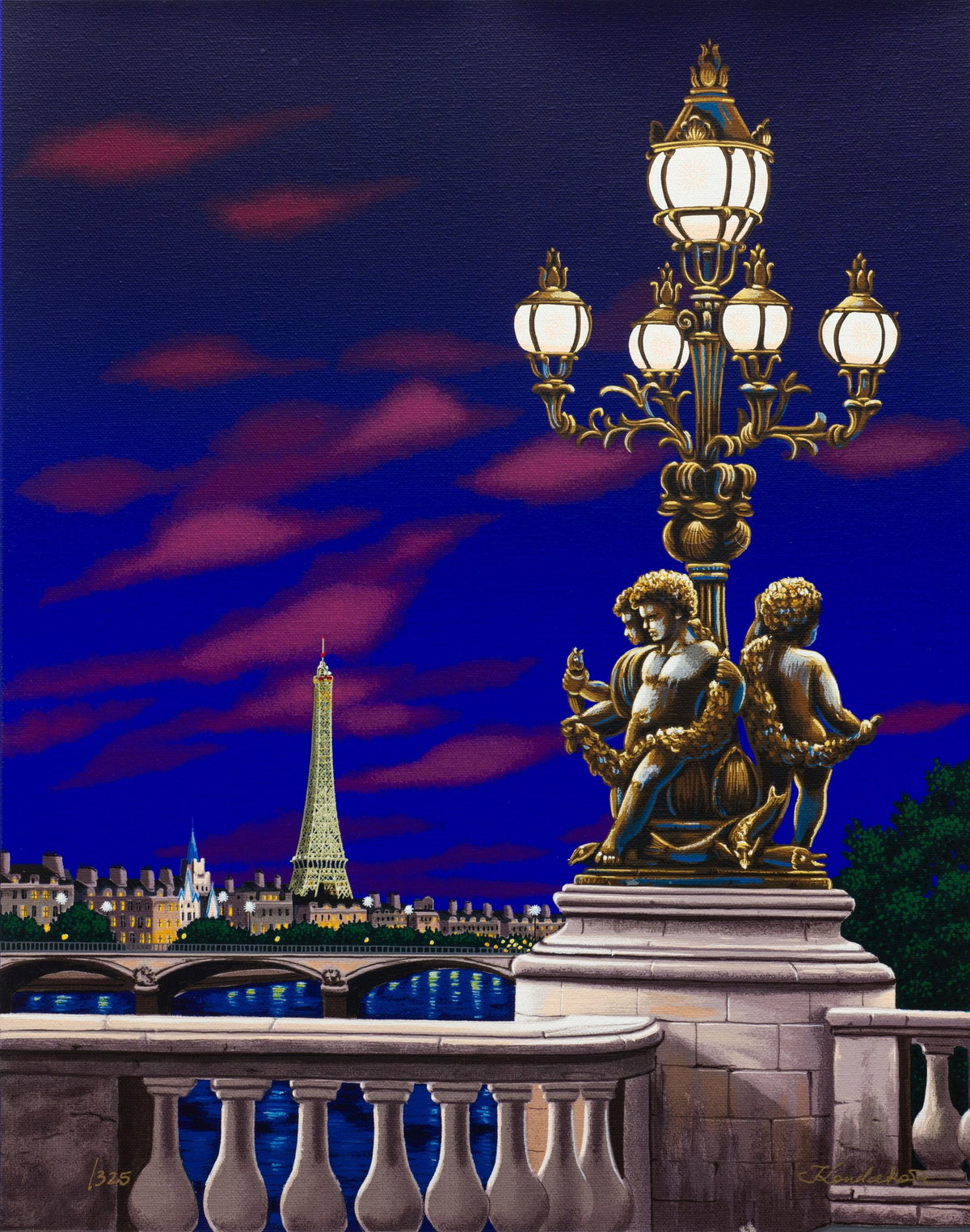 Pont Alexandre (Postcards from Paris), 2003 by Liudmila Kondakova — hand-signed serigraph on linen