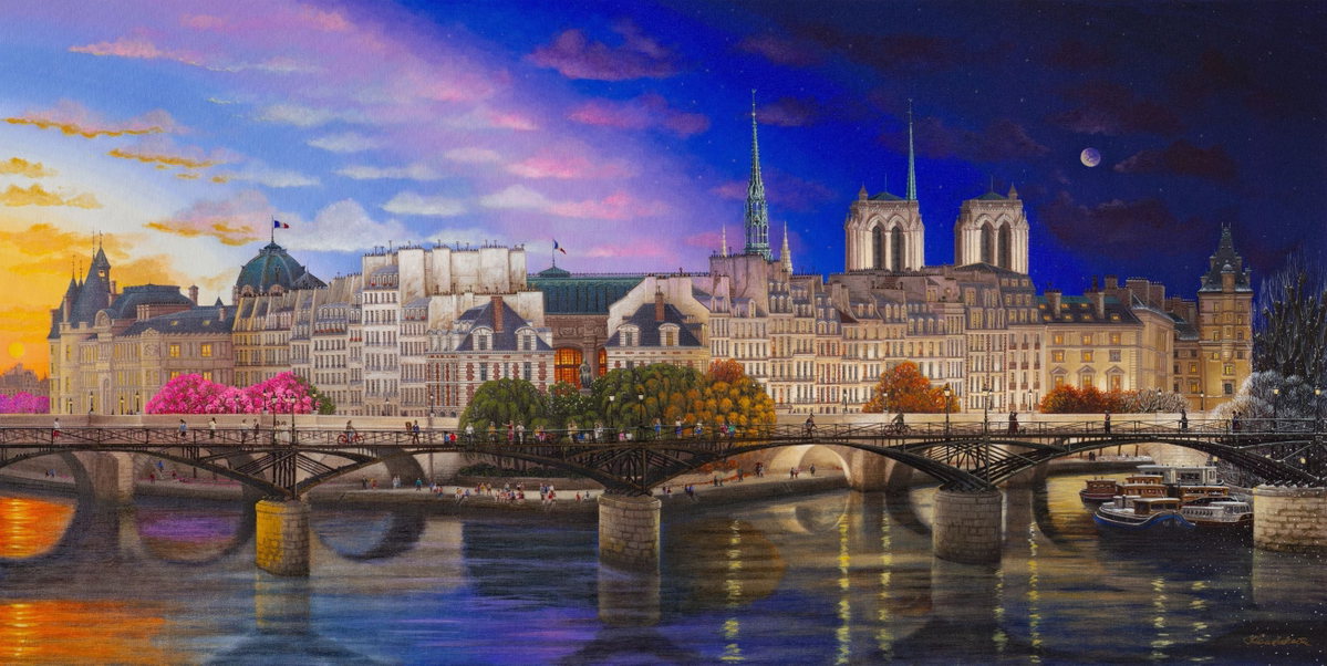 Four Seasons (Quatre Saisons à Paris), 2015 by Liudmila Kondakova — hand-signed archival print with hand-made serigraph texture plates